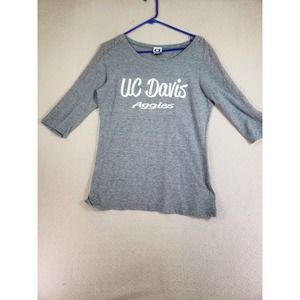 CI Sport Uc Davis Shirt Womens Large L‎ Gray 3/4 Sleeve Pullover Regular Fit
